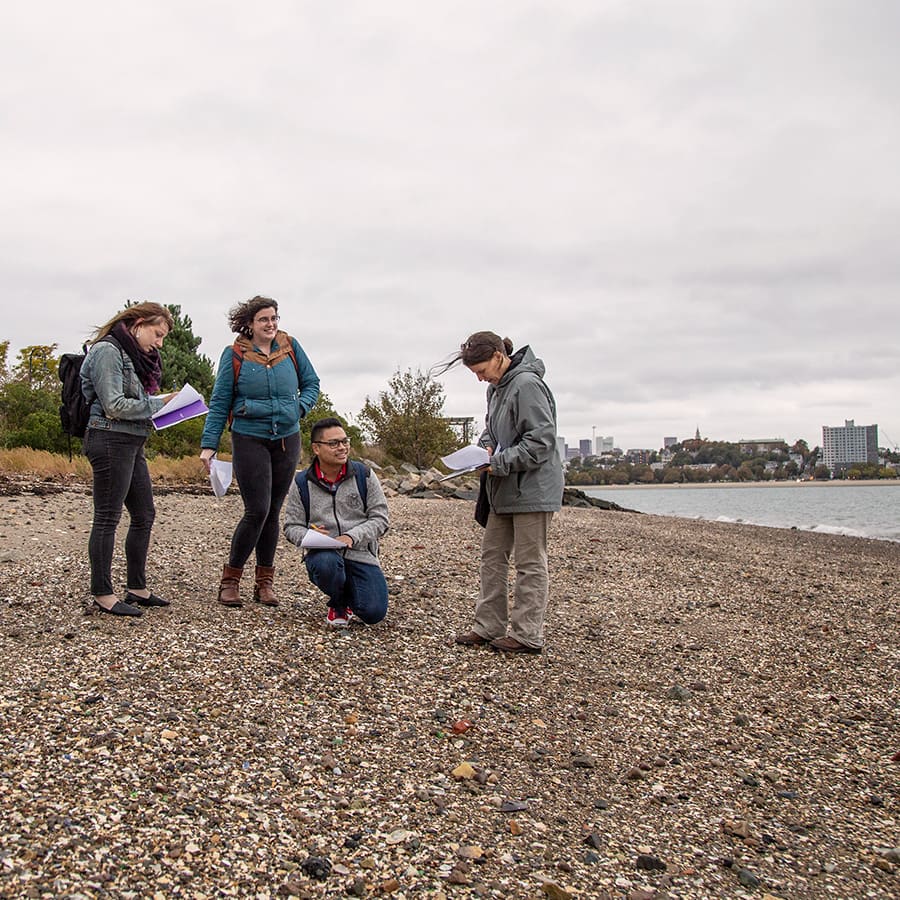 Faculty and students on the coast